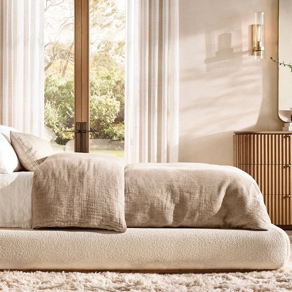 Restoration Hardware Italian Washed Linen Duvet Cover size Queen 90" Wx …